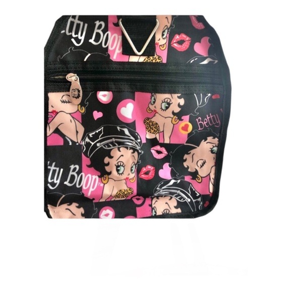 Betty Boop black & pink betty all over logo travel weekender nylon canvas bag - Picture 3 of 12